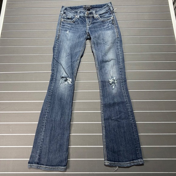 Silver Jeans Co. Denim - Silver Jeans Co Aiko Bootcut Distressed Medium Wash Denim Jeans W26 L33 Womens